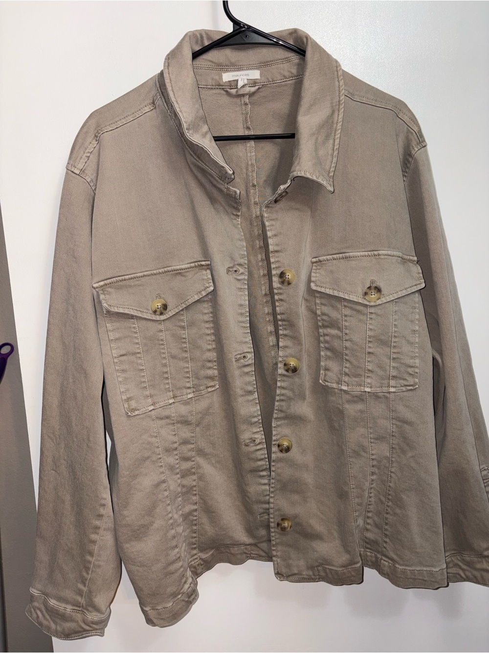 Maurices Light Taupe Button-Front Utility Jacket